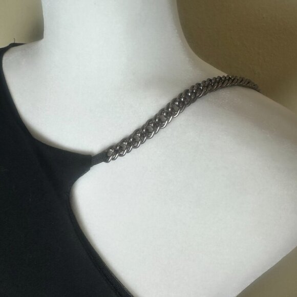 TopShop Chain Detail Asymmetrical Neck Bodycon Sheath Dress Size 8 Knit - Picture 5 of 13
